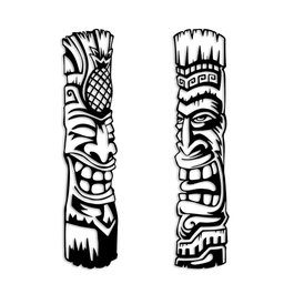 Wallity Tiki Escultura de Pared de Metal Negra (2 Piezas)